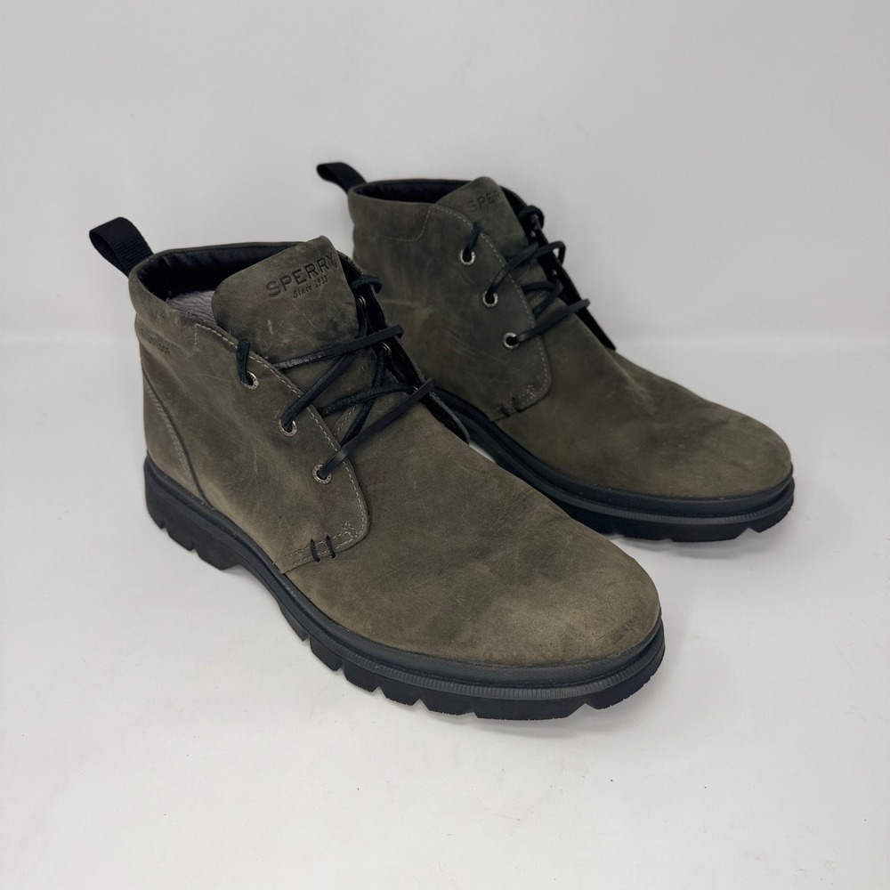 Sperry Mens 11 Watertown‎ Chukka Boots Olive Green Leather Waterproof STS19715